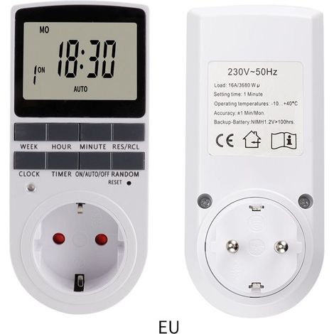(1 Pack) Prise Programmable Digitale avec Compte à rebours Minuterie Numérique Journalier/Hebdomadaire Programmateur Prise Electrique avec Ecran LCD et Mode Aléatoire Antivol (1/4)