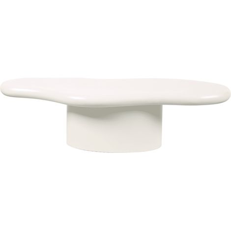 Deco In Paris – Table basse ovale en béton brossé blanc – Plateau asymétrique – Design contemporain pour salon – Style minimaliste et scandinave