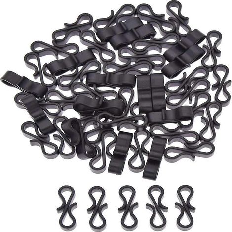 Packung mit 50 schwarzen S-förmigen Dachrinnenhaken, ideal zum Aufhängen von Lichterketten im Außenbereich (Hochzeit usw.).