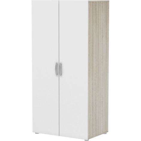 armadio 2 ante battenti effetto quercia e bianco 79,4x51,6x165 cm (1/4)