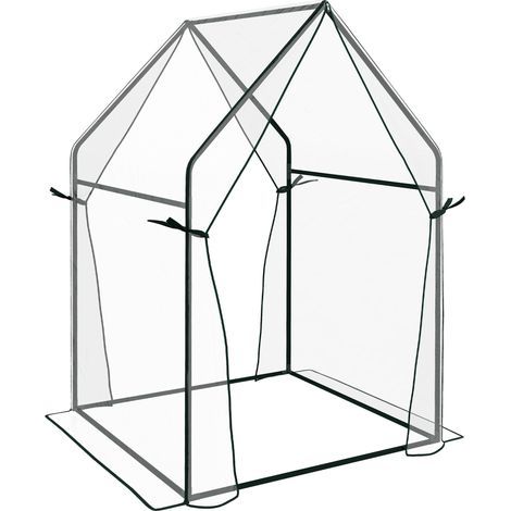 AMXCNOY Serre en polyéthylène transparent à double porte, résistante au vent, pour le jardin, 90 x 90 x 145 cm. (1/5)