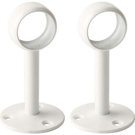 Support Tringle Rideau Plafond en Acier Inoxydable, Support Tringle Penderie pour Tube de rond Ø 25 mm, Blanc Brillant 2 Pcs (1/4)