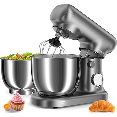 Robot Pâtissier, Robot de Cuisine Avec bol 2,5L+ 3L, Batteur électrique à 10 Vitesses De 1500w - Avec Fouet à Oeufs, Crochet à Pâte Et Batteur Plat Pour La Pâtisserie à La Maison (1/5)