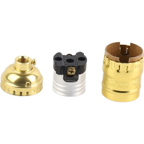 Support d'ampoule rétro E27, support de lampe, douille d'éclairage, vis dorée sans interrupteur ni fil (1/5)