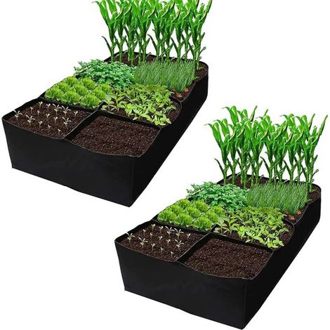 Sacs de Culture pour Lits de Légumes,Sacs de Plantation en Tissu Non-tissé,Sac de Culture Rectangulaire avec 16 Grilles Divisées (1/5)