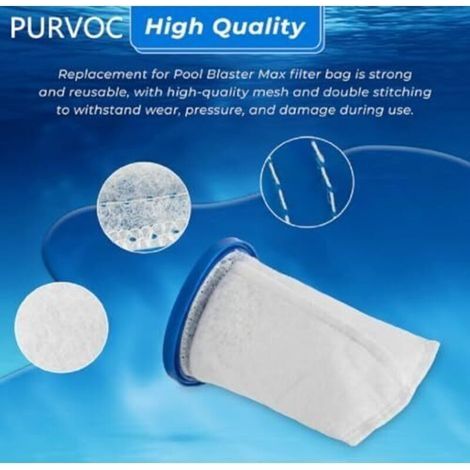 X-treme Mehrschicht-Filterbeutel, 2er-Pack, kompatibel mit Pool Blaster Max, Catfish Ultra, iVac 250, iVAC C2, Volt FX-4 und Jacuzzi JPV200 Pool-Staubsauger, P30X022XF / PBW022XF (1/3)