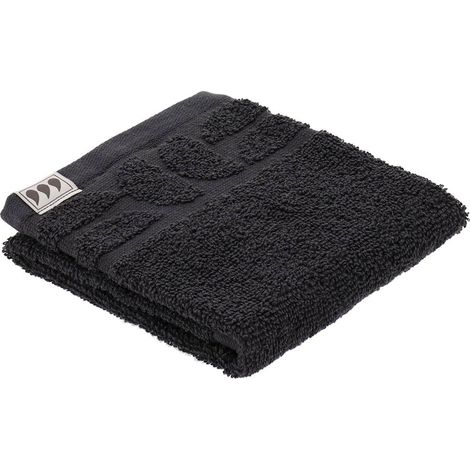 Serviette invite 30x50 cm 100% coton dessin tribal totem - gris anthracite - Tendance (1/4)