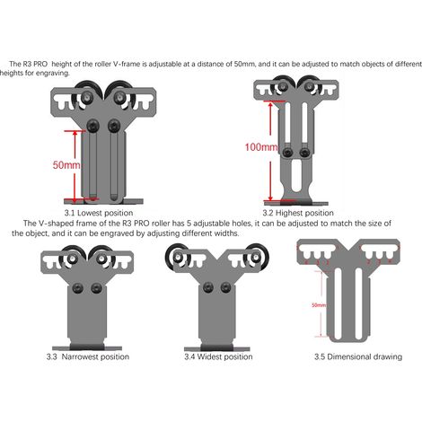 ATOMSTACK RS1 Support pour rouleau rotatif compatible avec 95 % des machines de gravure laser Ortur Neje Twotress Hauteur réglable de 50 à 100 mm Support basé sur des corps de prototype irréguliers Go (1/5)