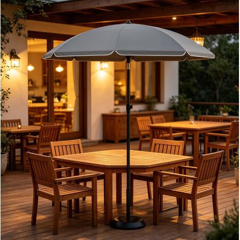 Parasol de jardín φ175x156-206 cm gris en metal y poliéster con inclinación ajustable (1/5)