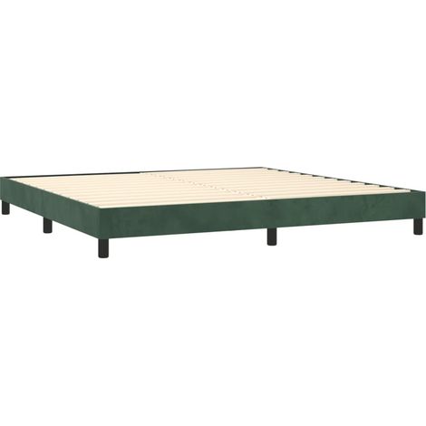 Somier de láminas con patas estructura de cama 200x200 cm tejido terciopelo verde oscuro TDL0206878 (1/5)