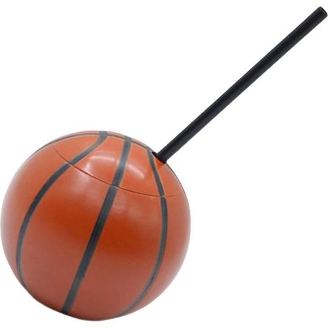 Ball Shaped Cups Glass Bottle 450ml with Lid and Straw Sturdy