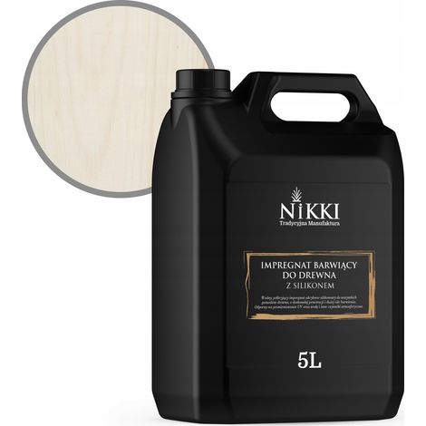 Vernice per legno per esterni, bianca, 5L, impregnante 2 in 1, per recinzioni, gazebo, assi (1/5)
