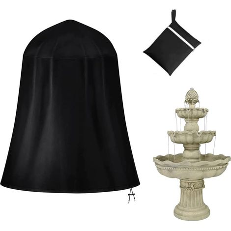 91x107cm Housse de fontaine de jardin robuste, imperméable et à l'eau et à la poussière avec cordon de serrage élastique de verrouillage pour l'hiver (1/5)