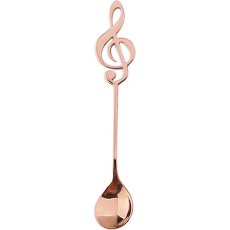 Cuillères à cocktail, 4 cuillères à café de notes de musique en acier inoxydable pour restaurant à domicile -or rose (1/3)