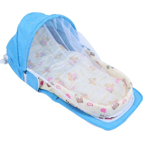 Multifunktionales, faltbares und tragbares Baby-Moskitonetz mit Spielzeug (blau) (1/5)