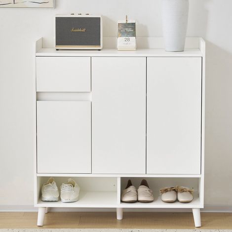 Meuble de rangement 90 x 99 x 35 cm, étagères réglables, pieds en bois
massif, design minimaliste (1/5)