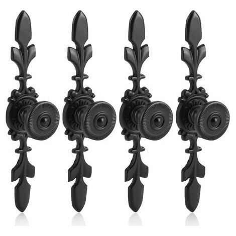 4Pcs Poignées de tiroirs Vintage Style en Alliage de Zinc Bouton Traction de Meubles Tiroir Armoire Placard Armoire avec Vis Décoration Maison(Noir) (1/5)
