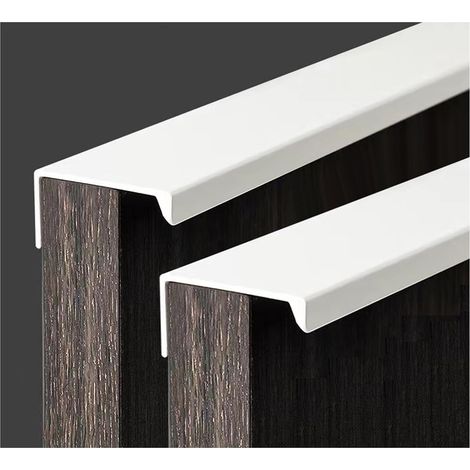 Lot de 4 Poignées de Meubles Cachées - Aluminium, Invisibles pour Armoire, Tiroir, Cuisine - Blanc, 20 cm (1/5)
