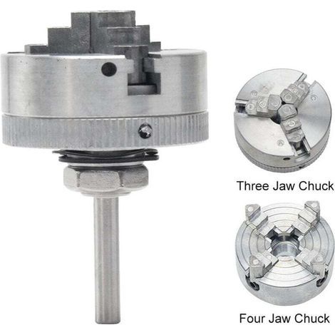 Mandrin 4 Mors Renforcé pour Tour à Bois/Métaux - Alliage Zinc Résistant - Serrage Auto-Centrant Stable (1/4)