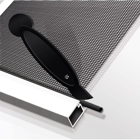 Schellenberg 70107 Porta Accessori, Tubi di Riparazione di Gomma 5,6 m per finestre e Porte a zanzariera, compreso Lo Strumento per Le tubature, Nero