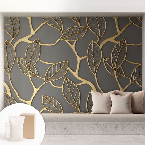 Newroom Tapete Dekorative Vliestapete mit Kleber Modern für Wohnzimmer Schlafzimmer Elegante Blätter 208x146 cm (1/5)
