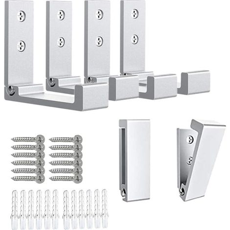Set aus 6 faltbaren Haken zum Aufhängen von Mänteln, Taschen, Hüten und Schlüsseln aus robuster Aluminiumlegierung mit 12 Schrauben zur Befestigung an Helmen oder Wänden (mattes Silber). (1/4)