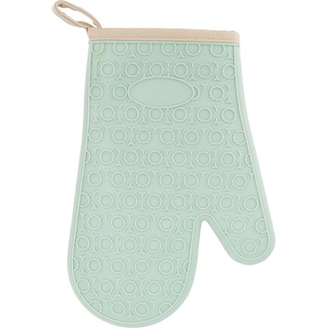 Gant de cuisine en silicone résistant à la chaleur, imperméable et antidérapant avec doublure en coton - Vert (1/5)