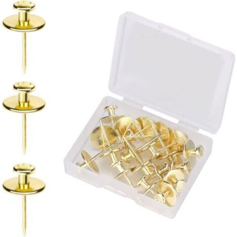 20 Pièces Petite Cheville à Tête,Clous Muraux à Double Tête Cintres Pour Crochets à Punaise Crochets à Punaise Décoratifs pour Maison Salle Bureau Salle d'Étude Cloisons Sèches (or)