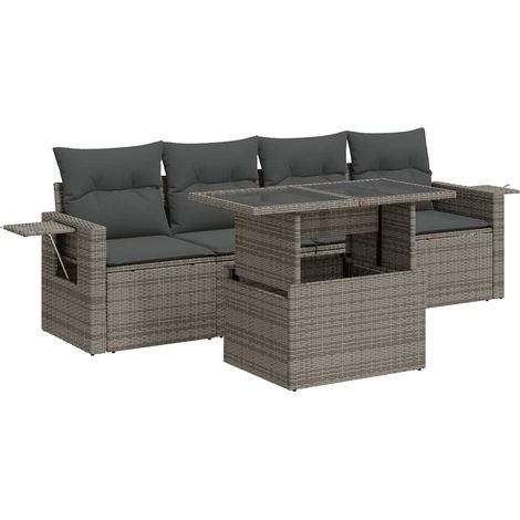 Maison Exclusive - 5-tlg. Garten-Sofagarnitur mit Kissen Grau Pol