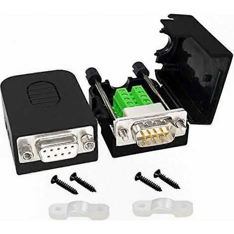 Adaptateur D-SUB 9 broches vers RS232 mâle/femelle avec boîtier sans soudure pour connexion au port terminal. (1/5)