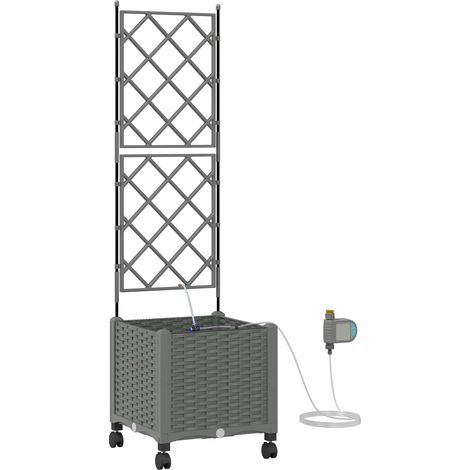 Garden Planter with Irrigation&Wheels Light Grey PP vidaXL (1/5)