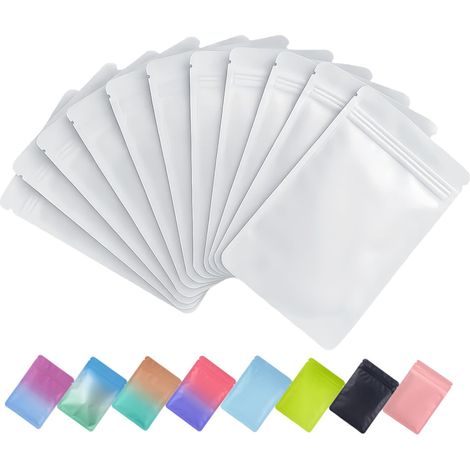 Lot de 100 Sachets Zip, Pochettes Mylar Opaques, Intérieur Aluminium, Fermeture Hermétique, Stockage Aliments, 6x10 cm (1/5)