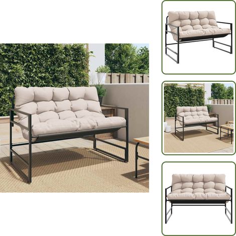 Mobili da esterno - vidaXL Panchina da Giardino con Cuscino Tortora 113 cm in Acciaio - Panchina in acciaio