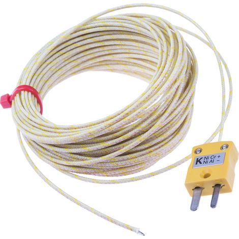 Thermocouple type K Ø 1/0.3mm, L 10m, +250°C max à Fiche mâle miniature ( Prix pour 1 ) (1/2)