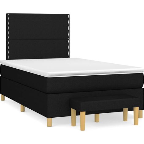 vidaXL Sommier à lattes de lit avec matelas noir 120x190 cm tissu (1/5)
