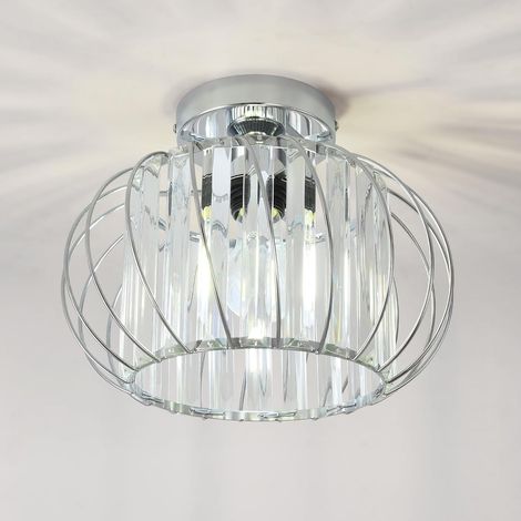 Plafonnier Cristal - 1 Unité - Métal Et Verre - Éclairage Intérieur E27 - Salon Cuisine Chambre - Diamètre 280mm (1/5)