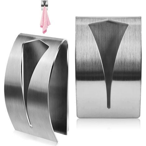 Selbstklebender Handtuchhalter aus Metall, Handtuchhaken aus Edelstahl, 2er-Set Geschirrtuchhalter, Küche, Badezimmer (1/5)