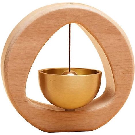 Sonnette en laiton à dopamine, cloche en bois, carillon d'entrée, cadeau japonais de pendaison de crémaillère, pendentif d'entrée triangulaire (1/5)