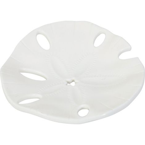 Porte-savon en forme de feuille de lotus, blanc, 12,211,61,8 cm, un porte-savon rond sans perçage pour salle de bain avec système d'égouttage. (1/5)