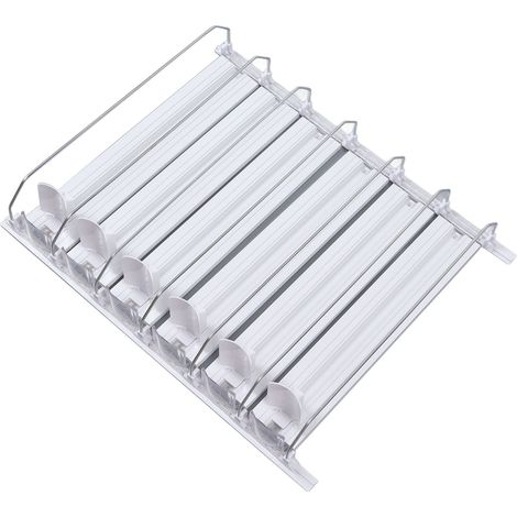 Poussoir automatique à boissons Glide en ABS blanc, largeur réglable, pour canettes de 355 ml, 473 ml, 500 ml et 591 ml, pour réfrigérateur, 38 cm / 14,96 po (1/5)