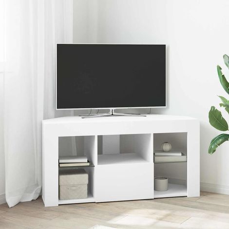 vidaXL  Corner LED TV Cabinet  White 100 x 40 x 50 cm Engineered Wood