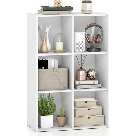 Bibliothèque avec 6 Compartiments, 60x30x90cm, Étagère de Rangement à Cases avec Anti-Basculement et Montage Facile, Meuble Cube Ouvert (1/5)