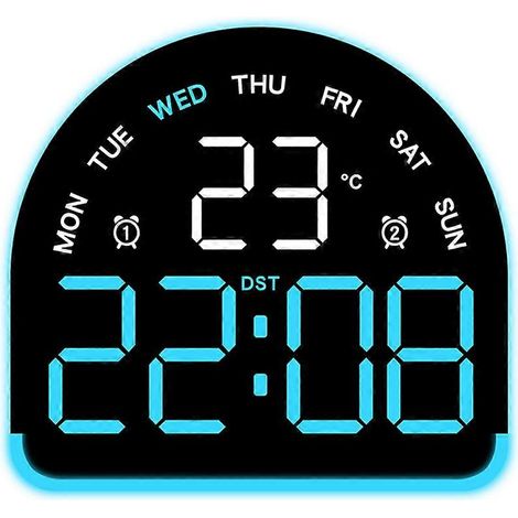 Horloge numérique LED avec affichage de l'humidité et de la température intérieures, affichage de la semaine et variation automatique de la luminosité. Connexion USB. (1/5)
