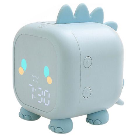 Reloj despertador digital para niños con luz nocturna, 2 alarmas, 6 tonos, muestra hora y temperatura (azul) (1/5)