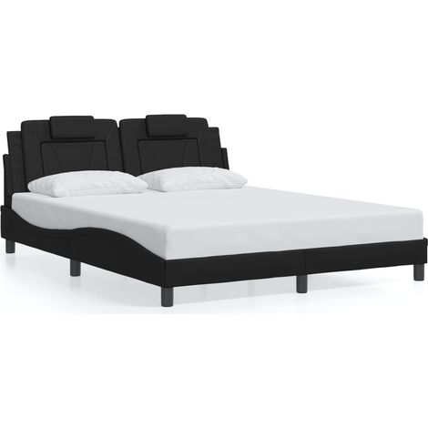 Lit double,Lit adulte,Cadre de lit Viana sans matelas noir 160x200 cm similicuir CFW6209782 (1/5)