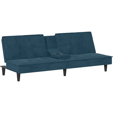 Maison Exclusive - Divano Letto con Portabicchieri in Velluto Blu (1/5)
