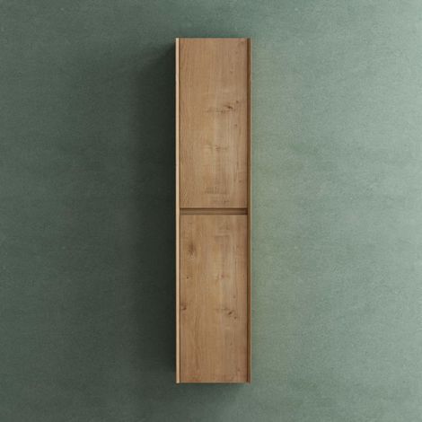 Mai & Mai – Meuble colonne de salle de bains 35x30x160cm – 2 portes – 6 compartiments – Panneaux E1 écologiques – Surface résistante à l'humidité