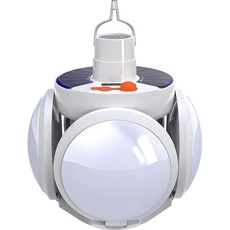 [1 200 lumens] Lampe de camping rechargeable avec crochet, lampe de secours LED étanche IPX7 - Batterie 1 800 mAh, recharge solaire/USB, 5 modes d'éclairage adaptés à la tente, à la randonnée et aux t (1/5)