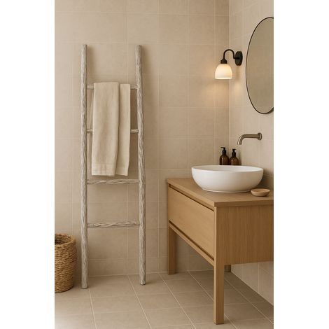 Porte-serviettes échelle en bois moderne salle de bain au sol mur décoratif Porte-serviettes échelle sur pied Porte-objet vase