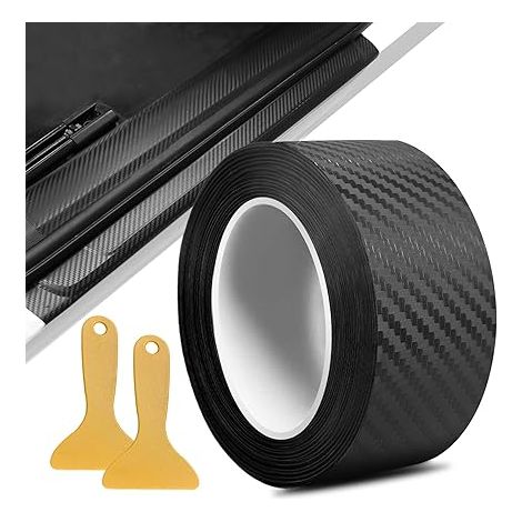 Film Carbone Voiture, 5cmx10m Autocollant Carbone, 3D Bande Autocollante Voiture, Protection Seuil de Porte Voiture Covering Carbone, Adapté Voiture Moto (1/5)